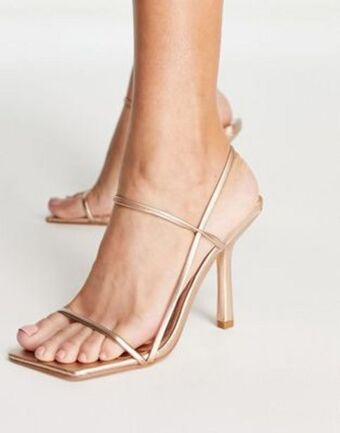 Asos Public desire rayelle heeled sandals with square toes in rose gold offer