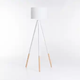 Decofurn Lamp floor-wooden tripod-white fabric shade 156cm offer