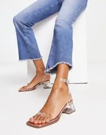 Asos Asos design hopeful block heeled sandals in clear and rose gold offer