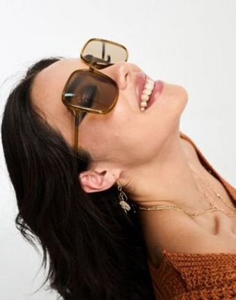 Asos design oversized 70s sunglasses in tubular design in crystal brown
