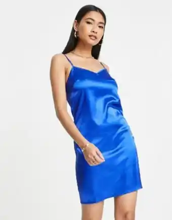 Asos Urban threads satin mini dress in cobalt offer