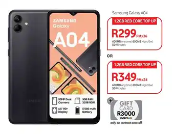 Makro Samsung Galaxy A04 1.2GB RED CORE TOP UP offer