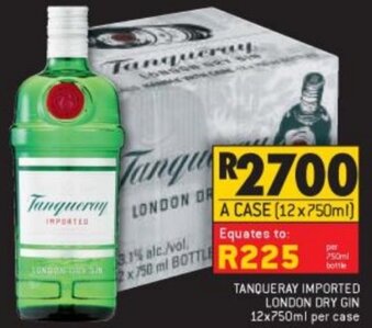 Shoprite Liquor Tanqueray Imported London Dry Gin 12x750ml offer
