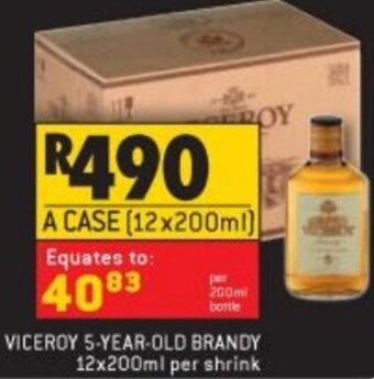 Shoprite Liquor Viceroy 5 Year Old Brandy 12x200ml offer