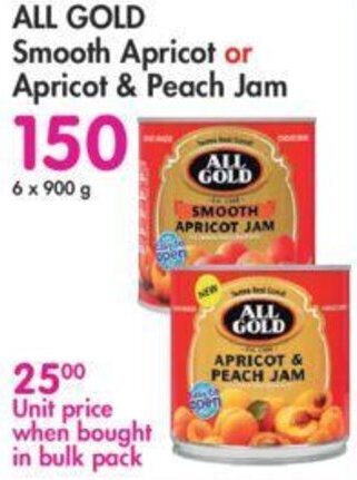 Makro All Gold Smooth Apricot Or Apricot & Peach Jam 900g offer