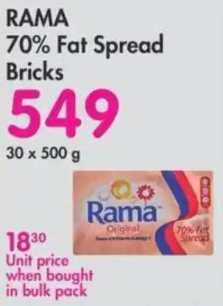 Makro Rama 70% Fat Spread Bricks 500g offer