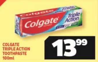 Usave COLGATE TRIPLE ACTION TOOTHPASTE 100ml offer
