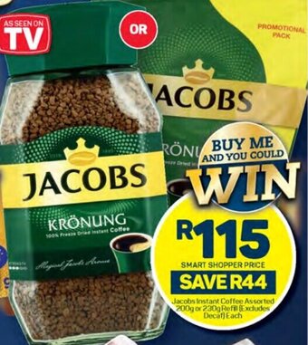 Pick n Pay Jacobs Instant Coffee Assorted 200g or 230g Refill (Excludes Decaf) Each offer