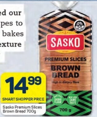 Pick n Pay Sasko Premium Slices Brown Bread 700g offer