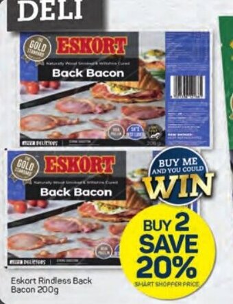 Pick n Pay Eskort Rindless Back Bacon 200g offer