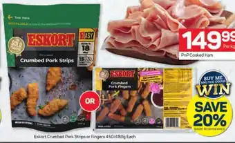Pick n Pay Eskort Crumbed Pork Strips or Fingers 450/480g Each offer