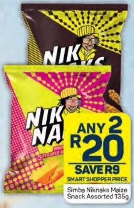 Pick n Pay Simba Niknaks Maize Snack Assorted 135g offer