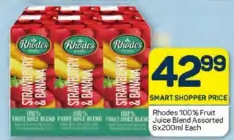 Pick n Pay Rhodes 100% Fruit Juice Blend Assorted 6x200ml each offer