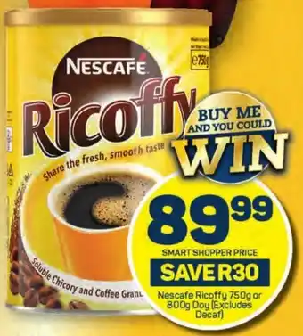 Pick n Pay Nescafe Ricoffy 750g or 800g Doy (Excludes Decaf) offer