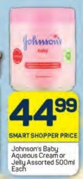 Johnson's Baby Aqueous Cream or Jelly Assorted 500ml Each