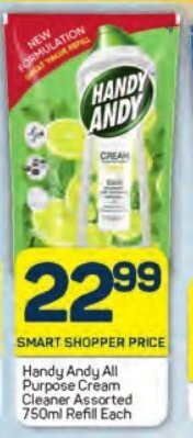 Pick n Pay Handy Andy All Purpose Cream Cleaner Assorted 750ml Refill Each offer