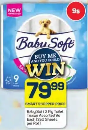 Pick n Pay Baby Soft 2 Ply Toilet Tissue Assorted 9s Each (350 Sheets per Roll) offer