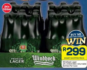 Pick n Pay Windhoek Lager 24 x 330ml Non-returnable Bottles Per Case offer