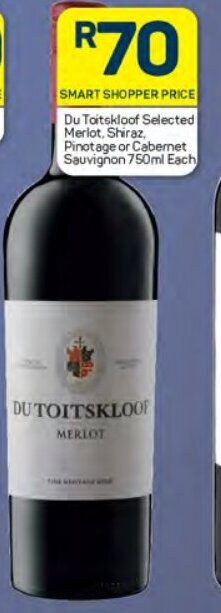 Pick n Pay Du Toitskloof Selected Merlot, Shiraz Pinotage or Cabernet Sauvignon 750ml Each offer