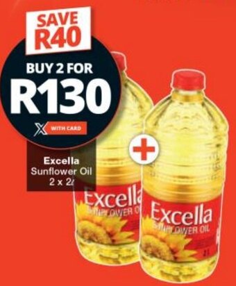 Checkers Excella Sunflower Oil 2 x 2L offer