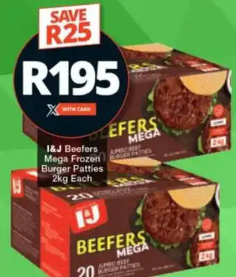 Checkers I&J Beefers Mega Frozen Burger Patties 2kg Each offer