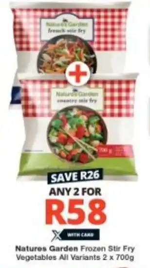 Checkers Natures Garden Frozen Stir Fry Vegetables All Variants 2 x 700g offer