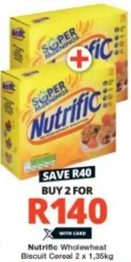 Checkers Nutrific Wholewheat Biscuit Cereal 2 x 1,35kg offer