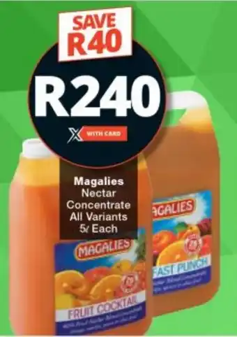 Checkers Magalies Nectar Concentrate All Variants 5L offer