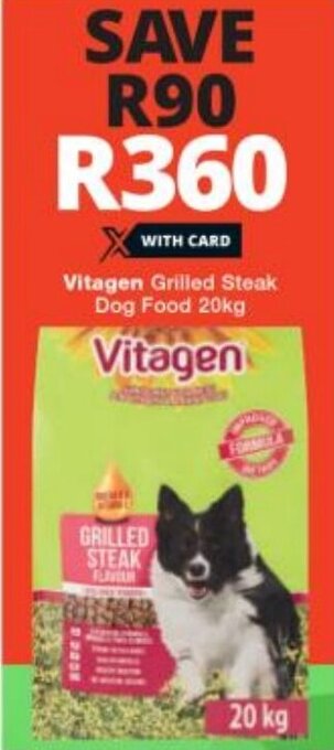 Checkers Vitagen Grilled Steak Dog Food 20kg offer