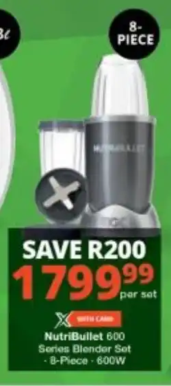 Checkers NutriBullet 600 Series Blender Set -8-Piece-600W offer