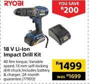 Builders Warehouse Ryobi 18v li-ion impact drill kit offer