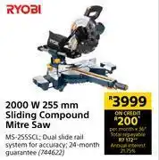 Builders Warehouse Ryobi 2000w 255mm sliding compound mitre saw offer