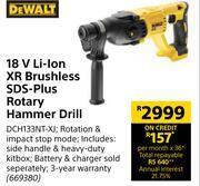 Dewalt 18v li-ion xr brushless sds plus rotary hammer drill