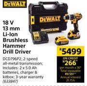 Builders Warehouse Dewalt 18v 13mm li-ion brushless hammer drill driver offer