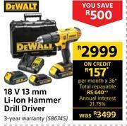 Builders Warehouse Dewalt 18v 13mm li-ion hammer drill driver offer