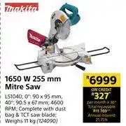 Builders Warehouse Makita 1650w 255mm mitre saw offer