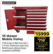 Builders Warehouse Mastercraft 10 drawer mobile trolley offer