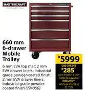 Builders Warehouse Mastercraft 660mm 6 drawer mobile trolley offer