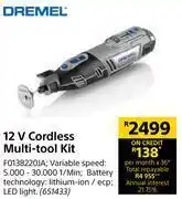 Builders Warehouse Dremel 12v cordless multi tool kit offer