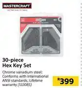 Builders Warehouse Mastercraft 30-piece hex key set 122085 offer