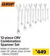 Builders Warehouse Grip 12 piece crv combination spanner set offer