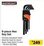 Builders Warehouse Mastercraft 9-piece hex key set 457784 offer