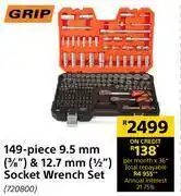 Builders Warehouse Grip 149 piece 9.5mm (3/8) & 12.7mm (1/2) socket wrench set offer