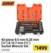 Builders Warehouse Grip 42 piece 9.5mm 6.35mm (1/4) & 12.7mm (1/2) socket wrench set offer