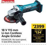 Builders Warehouse Makita 18v 115mm li-ion cordless angle grinder offer