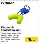Builders Warehouse Evrigard disposable corded earplugs-per pair offer