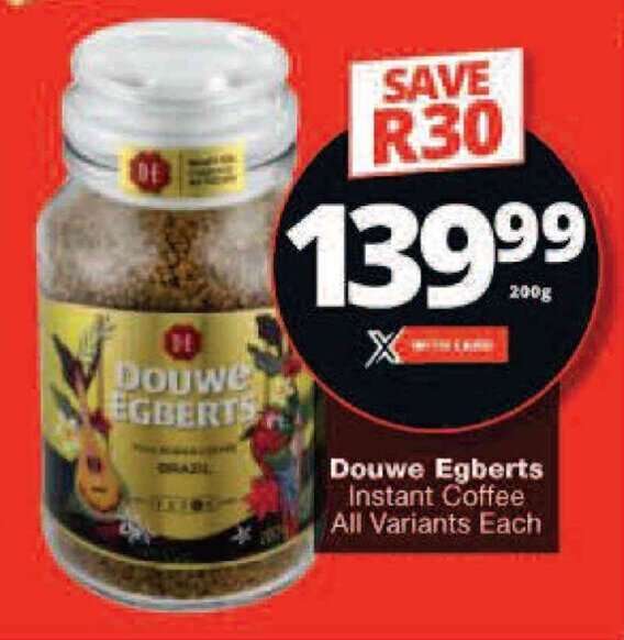 Douwe Egberts Instant Coffee 200g offer at Checkers