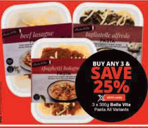 3 x 300g Bella Vita Pasta All Variants offer at Checkers