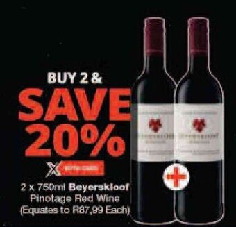 Checkers 2 x 750ml Beyerskloof Pinotage Red Wine offer
