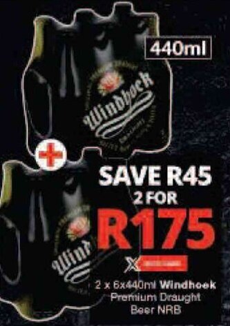 2 x 6x440ml Windhoek Premium Draught Beer NRB